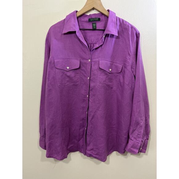 100% Linen Coastal Boho Minimalist Lagom Button Up Top 2X Prairie Safari Beach - Picture 1 of 13